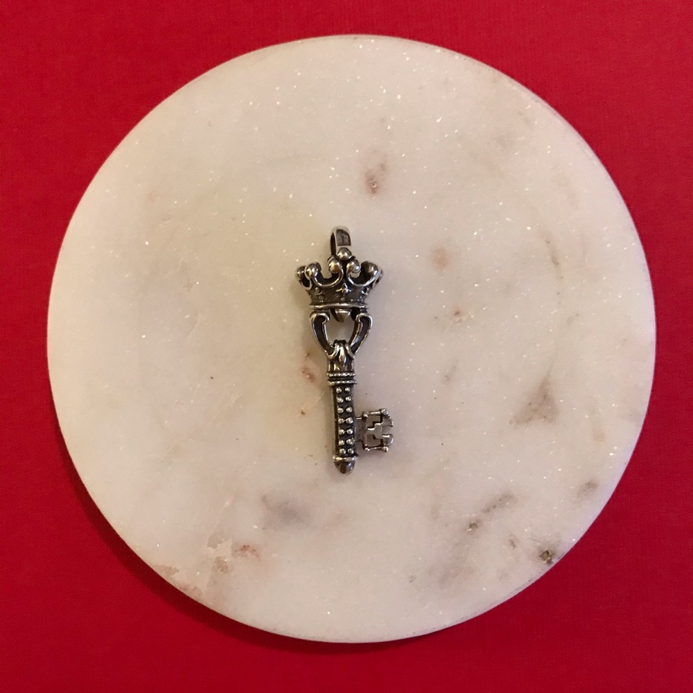 Sterling Silver Key with Crown Pendant